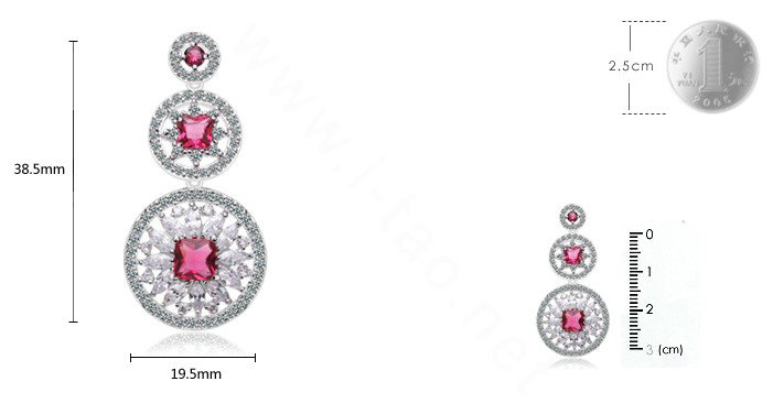 Hotsale White Gold Plated AAA Zircon Rose Rhinestone Drop Stud Earrings Fashion for Women Banquet