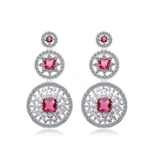 Hotsale White Gold Plated AAA Zircon Rose Rhinestone Drop Stud Earrings Fashion for Women Banquet