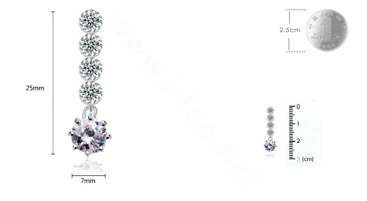 Hotsale long White Gold Plated AAA Zircon Sparkling Drop Stud Earrings Fashion for Women