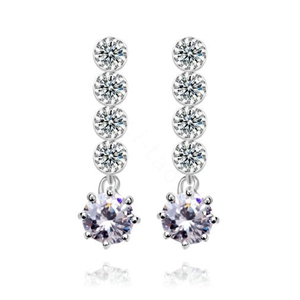 Hotsale long White Gold Plated AAA Zircon Sparkling Drop Stud Earrings Fashion for Women