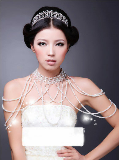 Luxury Elegant Multilayer Pearl Wedding Bridal Shoulder Chain Strap Shawl Necklace jewelry
