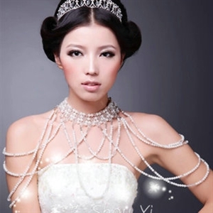 Luxury Elegant Multilayer Pearl Wedding Bridal Shoulder Chain Strap Shawl Necklace jewelry