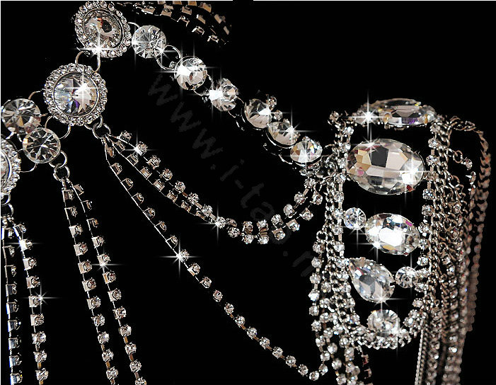 Luxury Rhinestone Round Crystal Wedding Bridal Shoulder Chain Strap Shawl Necklace jewelry