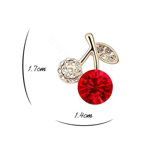Newest Arrival Swarovskii Crystal Red Rhinestone Cherry Stud Earring Women Fashion Jewelry
