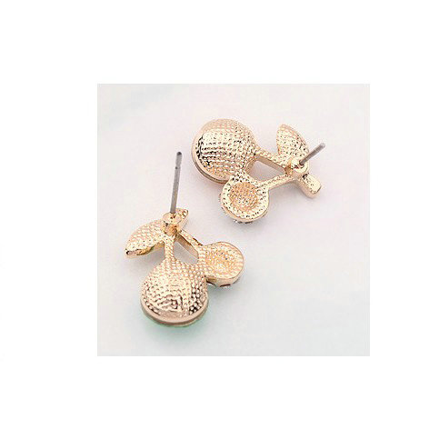 Newest Champagne Swarovskii Crystal AAA Zircon Cherry Stud Earring Female Fashion Jewelry