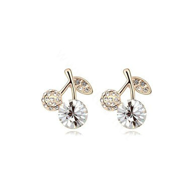 Top Quality White Swarovskii Crystal AAA Zircon Cherry Stud Earring Female Fashion Jewelry