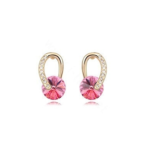 Unique Rose Swarovskii Crystal Dangle Stud Earring for Woman Gold Plated Fashion Jewelry
