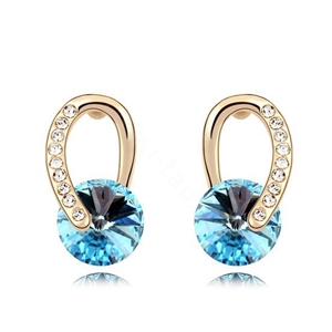 Unique Swarovskii Crystal Blue Rhinestone Dangle Stud Earring for Woman Fashion Jewelry