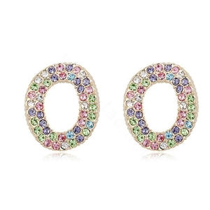 Unique Swarovskii Crystal multicolor Diamond Round Stud Earring for Woman Fashion Jewelry