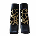 Cheapest Leopard Print PU Leather Automobile Seat Safety Belt Covers Car Decoration 2pcs - Brown