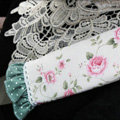 Elegant Cloth Cotton Floral Print Lace Auto Seat Safety Belt Covers Car Decoration 2pcs - Green