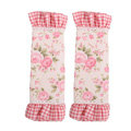 Elegant Cloth Cotton Floral Print Lace Auto Seat Safety Belt Covers Car Decoration 2pcs - Pink