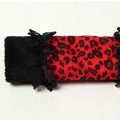 Funky Bud Silk Velvet Leopard Print Automotive Seat Safety Belt Covers Car Decoration 2pcs - Red