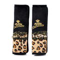 Funky Lace Velvet Leopard Print Automotive Seat Safety Belt Covers Car Decoration 2pcs - Black