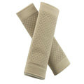 High Quality Real Genuine Leather Automobile Seat Safety Belt Covers Car Decoration 2pcs - Beige