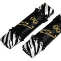 Pretty Bowknot Bud Silk Velvet Zebra Print Auto Seat Safety Belt Covers Car Decoration 2pcs - Black