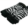 Pretty Lace Bud Silk Velvet Zebra Print Auto Seat Safety Belt Covers Car Decoration 2pcs - Black