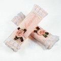 Princess Lace Flower Print Synthetic Fiber Automotive Seat Safety Belt Covers Car Decoration 2pcs - Pink