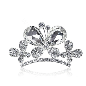 Classic Bride Butterfly Rhinestone Crystal Bridal Hair Crowns Tiaras Combs Wedding Accessories