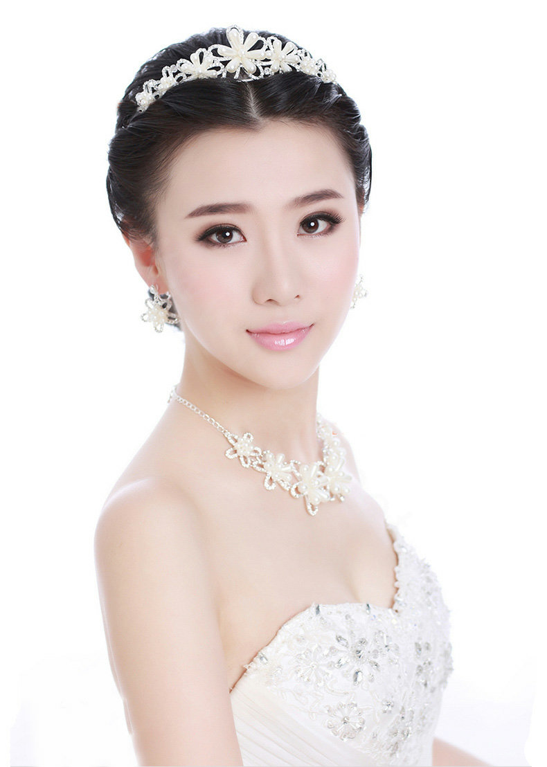 Elegant Bride Pearl Flower Rhinestone Crystal Bridal Hair Crowns Tiaras Wedding Accessories