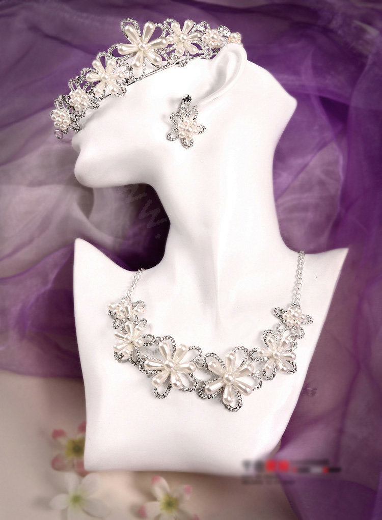 Elegant Bride Pearl Flower Rhinestone Crystal Bridal Hair Crowns Tiaras Wedding Accessories