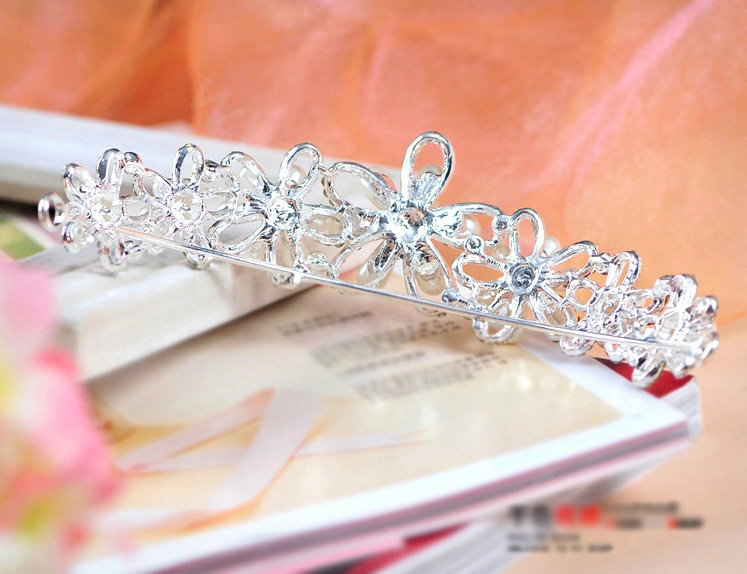 Elegant Bride Pearl Flower Rhinestone Crystal Bridal Hair Crowns Tiaras Wedding Accessories
