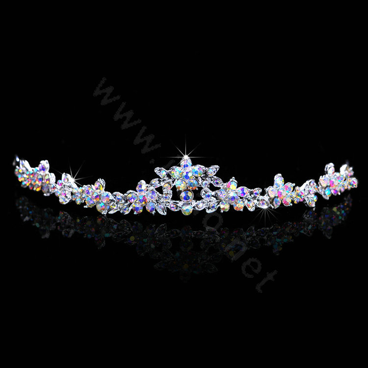 Hot Sell Bride Multicolor Flower Rhinestone Crystal Bridal Hair Crowns Tiaras Wedding Accessories