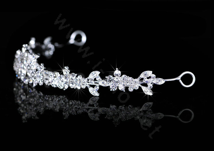 Hot Sell Bride White Flower Rhinestone Crystal Bridal Hair Crowns Tiaras Wedding Accessories
