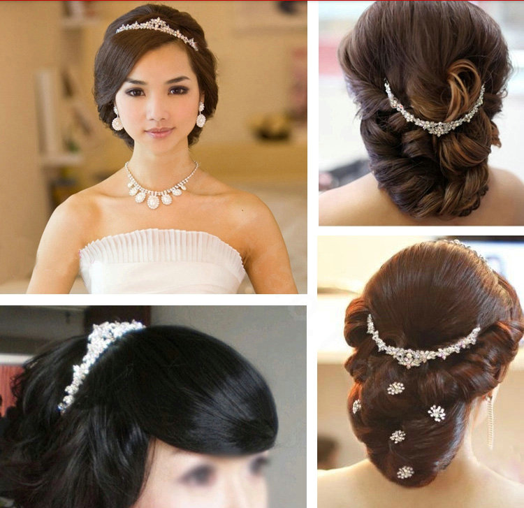 Hot Sell Bride White Flower Rhinestone Crystal Bridal Hair Crowns Tiaras Wedding Accessories