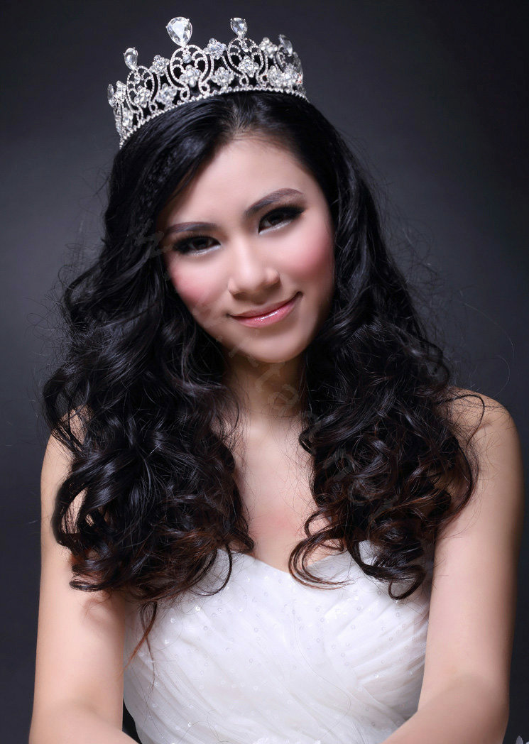 Luxury Bride Rhinestone Crystal Bridal Large Hair Crowns Tiaras Hair Hoops Wedding Accessories