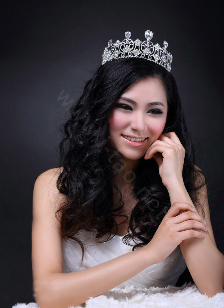Luxury Bride Rhinestone Crystal Bridal Large Hair Crowns Tiaras Hair Hoops Wedding Accessories