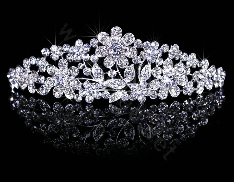 Luxury Unique Bride Flower Rhinestone Crystal Bridal Hair Crowns Tiaras Wedding Accessories