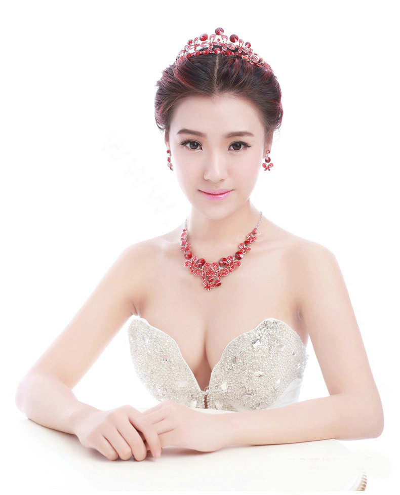 Luxury Unique Bride Butterfly Red Rhinestone Crystal Bridal Hair Crowns Tiaras Wedding Accessories