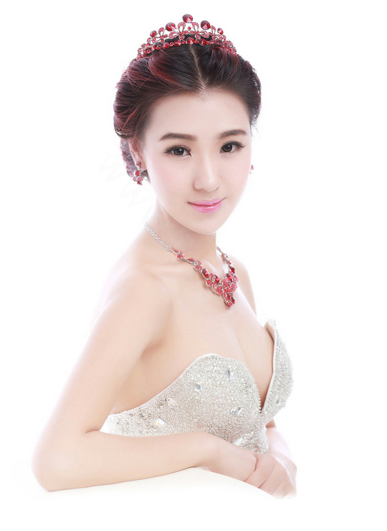 Luxury Unique Bride Butterfly Red Rhinestone Crystal Bridal Hair Crowns Tiaras Wedding Accessories
