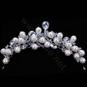 Pretty Bride Pearl Flower Rhinestone Crystal Bridal Hair Crowns Tiaras Wedding Accessories