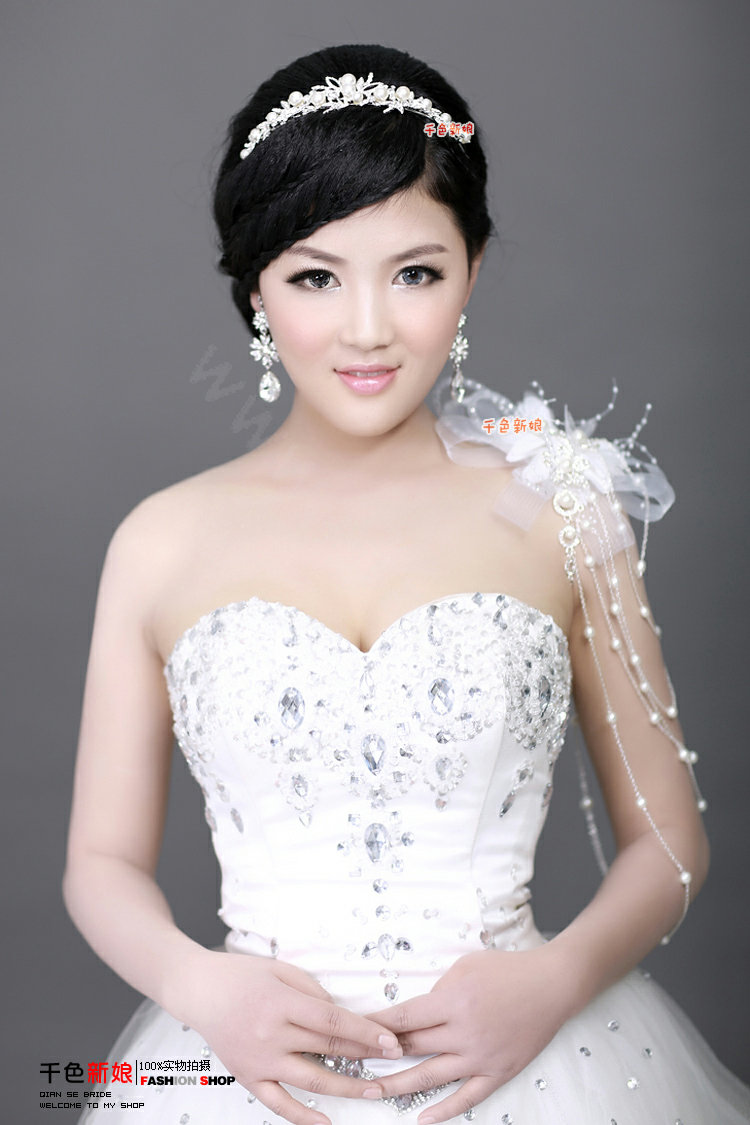 Unique Bride Pearl Flower Rhinestone Crystal Bridal Hair Crowns Tiaras Wedding Accessories