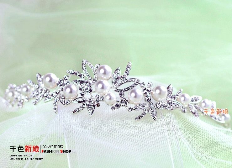 Unique Bride Pearl Flower Rhinestone Crystal Bridal Hair Crowns Tiaras Wedding Accessories