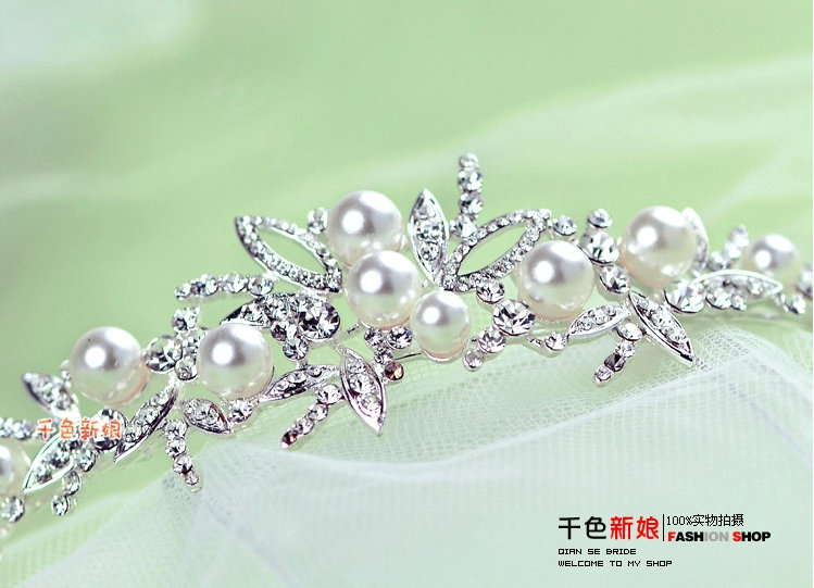 Unique Bride Pearl Flower Rhinestone Crystal Bridal Hair Crowns Tiaras Wedding Accessories
