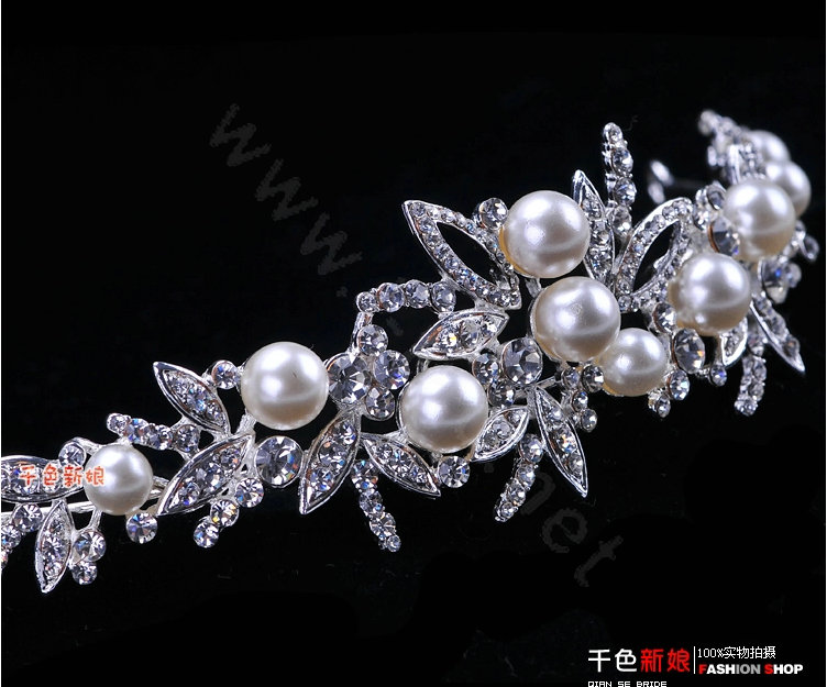 Unique Bride Pearl Flower Rhinestone Crystal Bridal Hair Crowns Tiaras Wedding Accessories