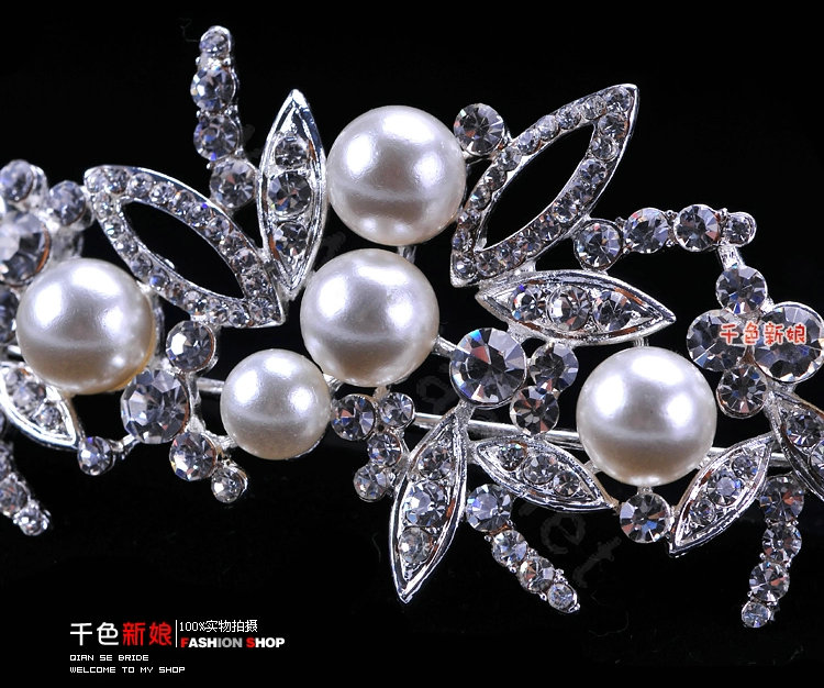 Unique Bride Pearl Flower Rhinestone Crystal Bridal Hair Crowns Tiaras Wedding Accessories