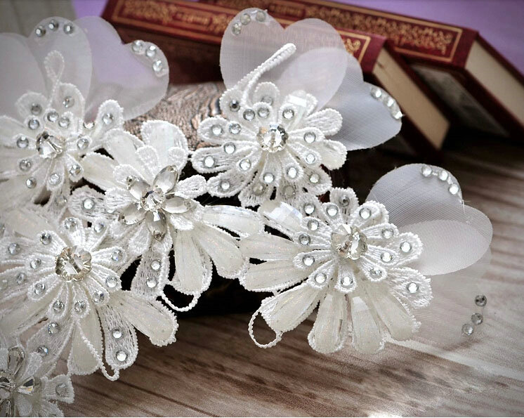 Elegant Bride Jewelry Crystal Lace Flower Bridal Hair band Hairpin Barrette Wedding Accessories