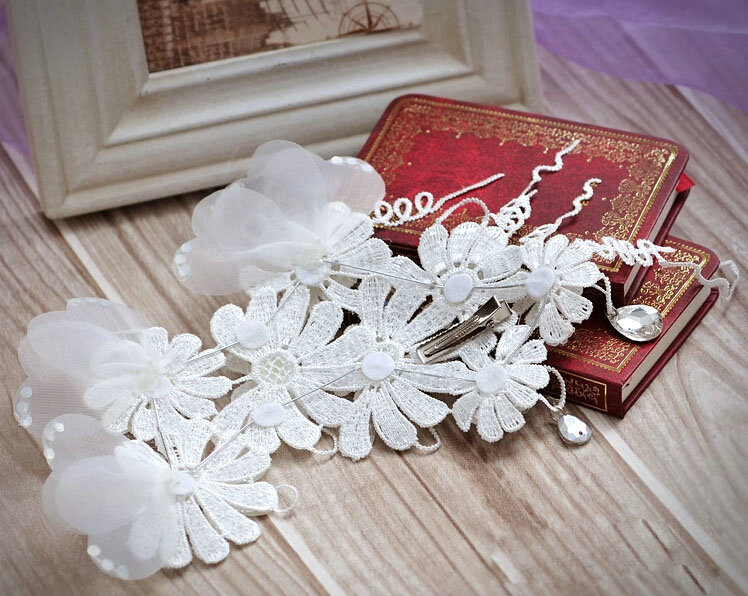 Elegant Bride Jewelry Crystal Lace Flower Bridal Hair band Hairpin Barrette Wedding Accessories