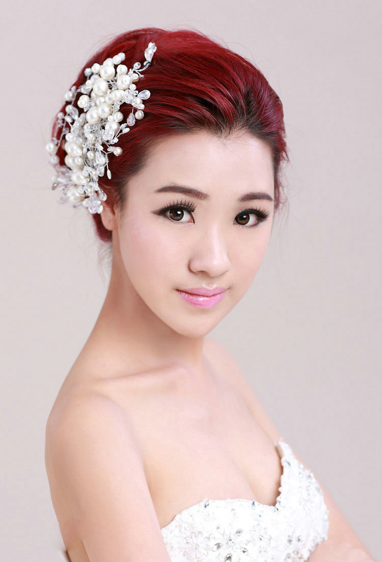 Luxury Bride Jewelry Pearl Crystal Bead Flower Bridal Hair Headband Comb Wedding Accessories