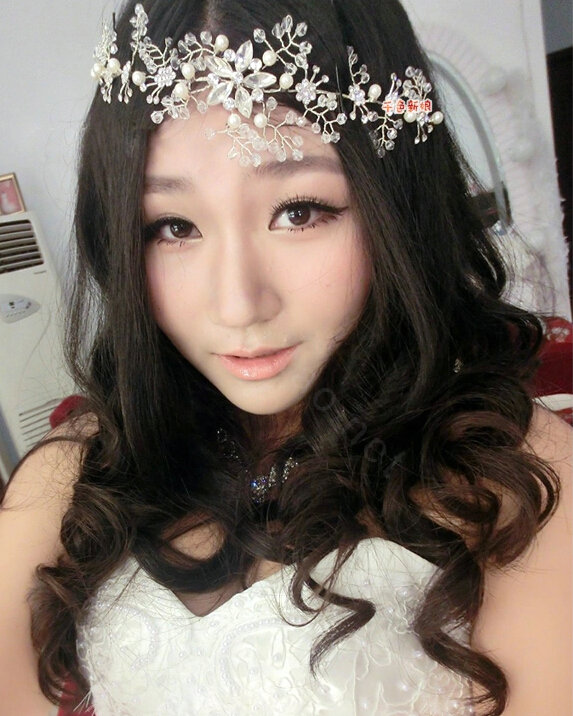 Top Quality Bride Jewelry Flower Crystal Bead Bridal Hair Headband Headpiece Wedding Accessories