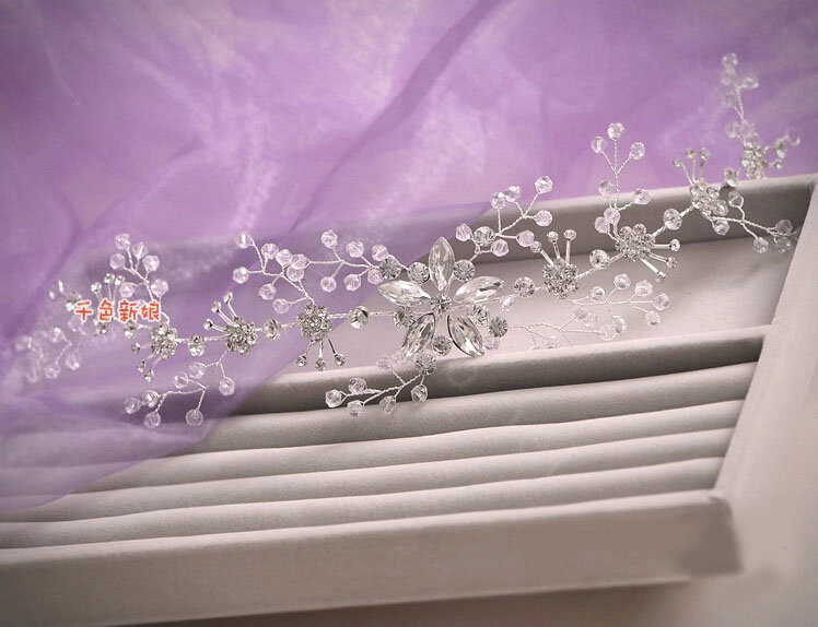 Top Quality Bride Jewelry Flower Crystal Bead Bridal Hair Headband Headpiece Wedding Accessories