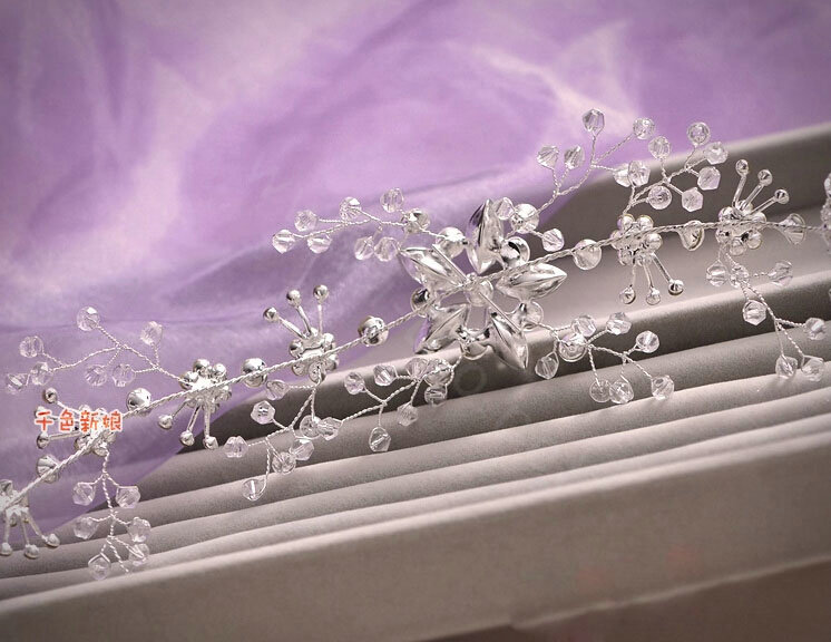 Top Quality Bride Jewelry Flower Crystal Bead Bridal Hair Headband Headpiece Wedding Accessories