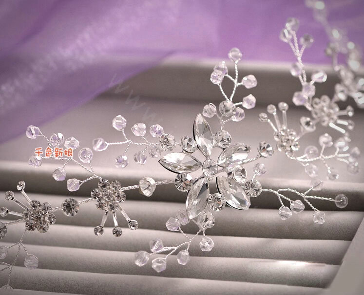 Top Quality Bride Jewelry Flower Crystal Bead Bridal Hair Headband Headpiece Wedding Accessories