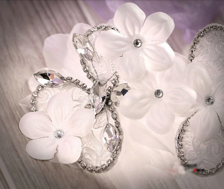 Unique Bride Jewelry Lace Flower Crystal Bridal Hair Headband Headpiece Wedding Accessories