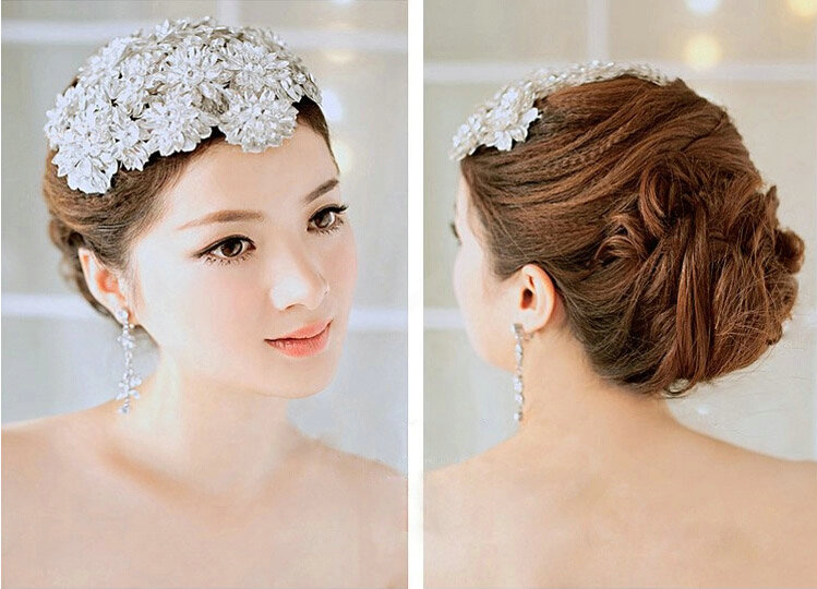 Banquet Rhinestone Lace Flower Hairwear Wedding Bride Headband Bridal Hair Accessories