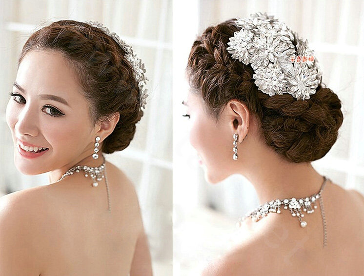 Banquet Rhinestone Lace Flower Hairwear Wedding Bride Headband Bridal Hair Accessories